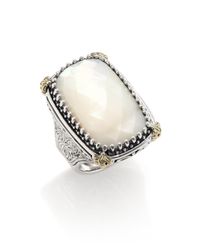 Konstantino | Metallic Selene Mother-of-pearl, 18k Yellow Gold & Sterling Silver Rectangle Ring | Lyst