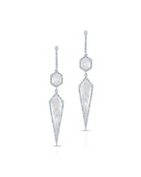 Anne Sisteron | Metallic 14kt White Gold White Topaz Diamond Earrings | Lyst