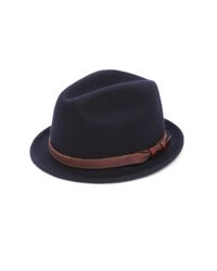 Saks Fifth Avenue | Blue Leather-banded Wool Fedora for Men | Lyst