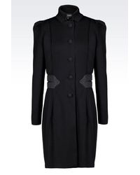 Emporio Armani | Black Coat In Wool Blend | Lyst