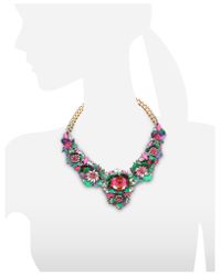 Shourouk - Green Apolonia Flower Necklace W/Crystals And Sequins - Lyst