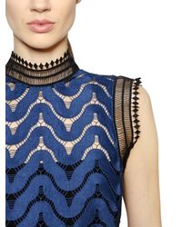 Self-Portrait | Blue Bandeau Inlay Scallop Guipure Lace Dress | Lyst