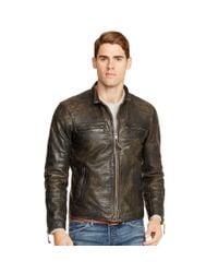 polo ralph lauren men's café racer leather jacket