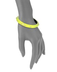 Alexis Bittar | Lucite & Crystal Rivet Studded Bangle Bracelet/Neon Yellow | Lyst