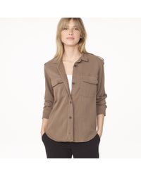 James Perse Brown Soft Gabardine Military Shirt