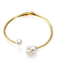 Kenneth Jay Lane | Metallic Bypass Faux Pearl Cluster Collar Necklace | Lyst