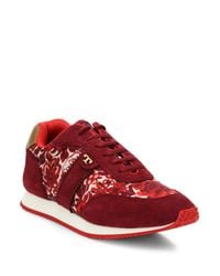 Tory Burch | Red Pettee Mixed-media Sneakers | Lyst
