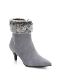 Aquatalia | Gray Salley Suede & Faux Fur Booties | Lyst