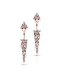 Anne Sisteron | Pink 14kt Rose Gold Diamond Double Triangle Floating Earrings | Lyst