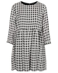 black and white gingham cross back smock midi dress