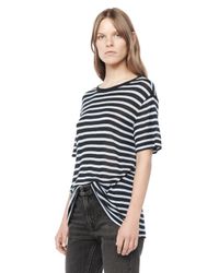 Alexander Wang | White Stripe Rayon Short Sleeve Tee | Lyst