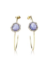 Jemma Wynne | Blue One Of A Kind Tanzanite and Diamond Hoop Earrings | Lyst