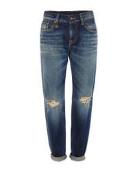 R13 Blue Relaxed Skinny Jeans