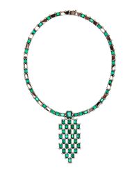 Wilfredo Rosado - Green Black Rhodium And Emerald Necklace - Lyst