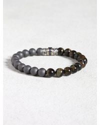 John Varvatos | Blue Tiger's Eye & Hematite Bracelet With Sapphire for Men | Lyst
