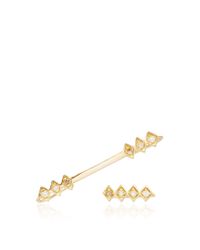 Azlee | Metallic 18k Gold And Diamond Single Burst Ear Wire And Rod Set | Lyst