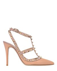 Valentino | Natural 100mm Rockstud Patent Leather Pumps | Lyst