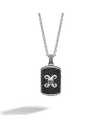 John Hardy | Black Dog Tag Necklace On Round Link Chain for Men | Lyst
