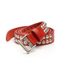 DSquared² | Red Nailhead Studded Leather Belt for Men | Lyst