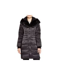 Elie Tahari | Black Fur Trim Quilted Puffer Coat | Lyst