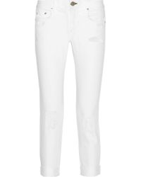 Lyst - Rag & Bone Distressed Cropped Boyfriend Jeans in White