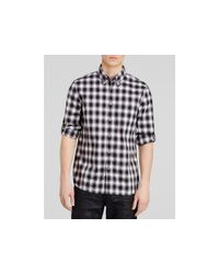 John Varvatos | Black Check Roll-tab Woven Shirt for Men | Lyst