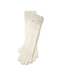 Ralph Lauren | Beige Color-blocked Aran-knit Gloves | Lyst