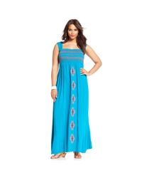 maxi spense smocked embroidered plus dress