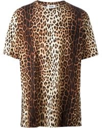 Moschino Brown Leopard Print T-Shirt for men
