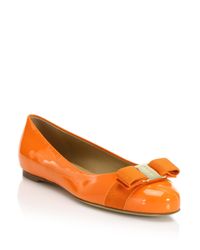 orange leather flats
