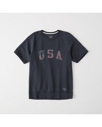 lyst abercrombie fitch usa short sleeve crew in blue for men