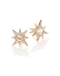 Anzie | Metallic Aztec White Topaz, Diamond & 14k Yellow Gold Starburst Stud Earrings | Lyst