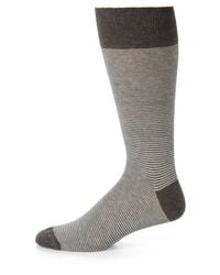 Saks Fifth Avenue | Gray Striped Cotton-blend Dress Socks for Men | Lyst