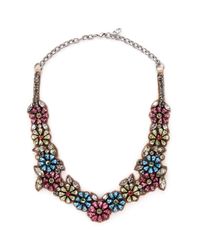 Valentino | Multicolor Floral Crystal Satin Necklace | Lyst