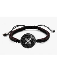 Tateossian - Button Micro Pavé Macramé Bracelet With Black Diamonds for Men - Lyst