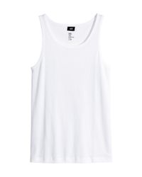 H&M Ribbed Singlet in White for Men - Lyst