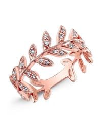 Anne Sisteron - Pink 14kt Rose Gold Diamond Wreath Ring - Lyst