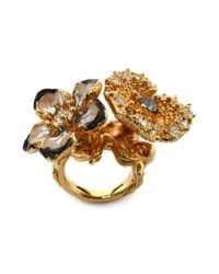 Alexander McQueen | Metallic Cherry Blossom Two Flowers Ring | Lyst