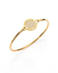 Michael Kors | Metallic Pave Logo Disc Bangle Bracelet | Lyst