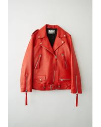acne red leather jacket