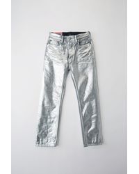 Acne Studios Denim Log Silver Color Loose Fit Jeans - Lyst
