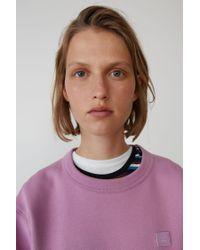 Acne Fairview Face Lilac Purple Regular Fit Sweatshirt