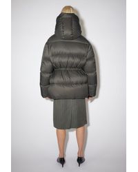 acne hooded puffer coat dark grey
