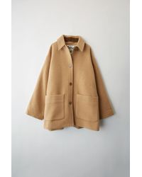 Acne Fn-wn-outw000053 Camel Brown Short Cocoon Coat