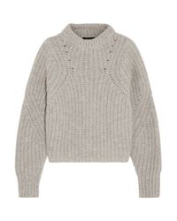 Isabel Marant Newt Oversized Mélange Ribbed-Knit Sweater in Gray - Lyst