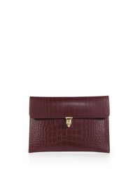 Alexander McQueen | Purple Crocodile-embossed Skull Envelope Clutch | Lyst