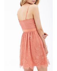 Forever 21 Eyelash Lace Dress in Coral (Pink) - Lyst