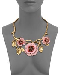 Oscar de la Renta | Pink Painted Flower Necklace | Lyst