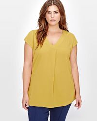 Addition Elle Yellow Michel Studio V-neck Blouse