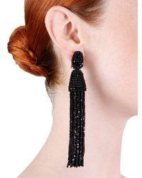 Oscar de la Renta | Black Classic Long Tassel Earrings | Lyst
